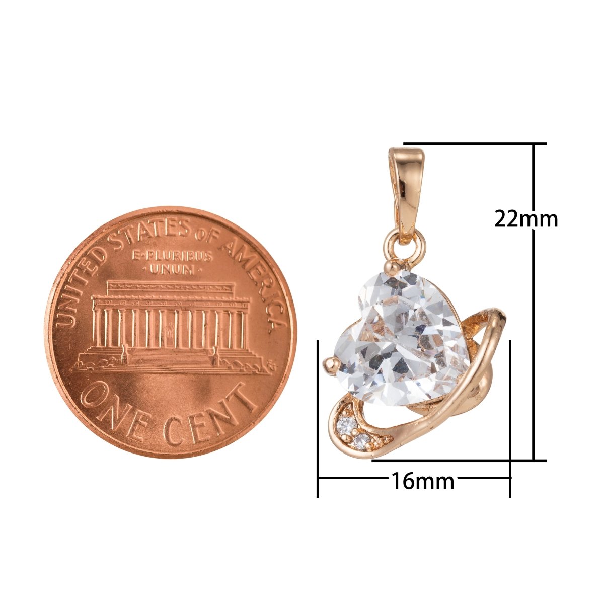 Simple Crystal Heart Gold Filled Pendants I-542 - DLUXCA