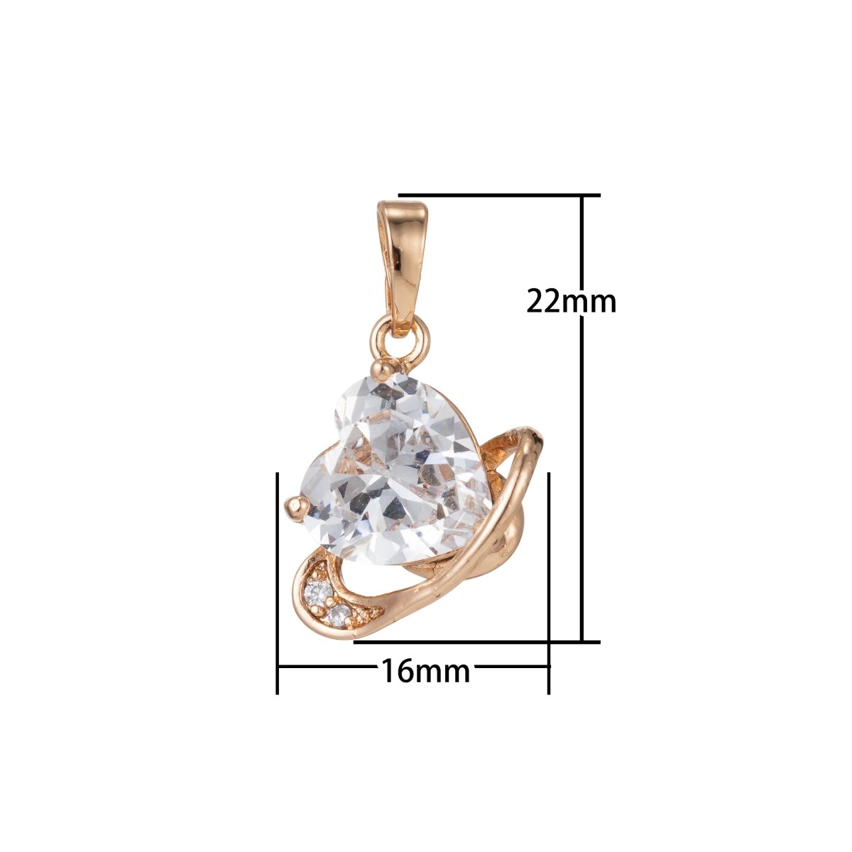 Simple Crystal Heart Gold Filled Pendants I-542 - DLUXCA