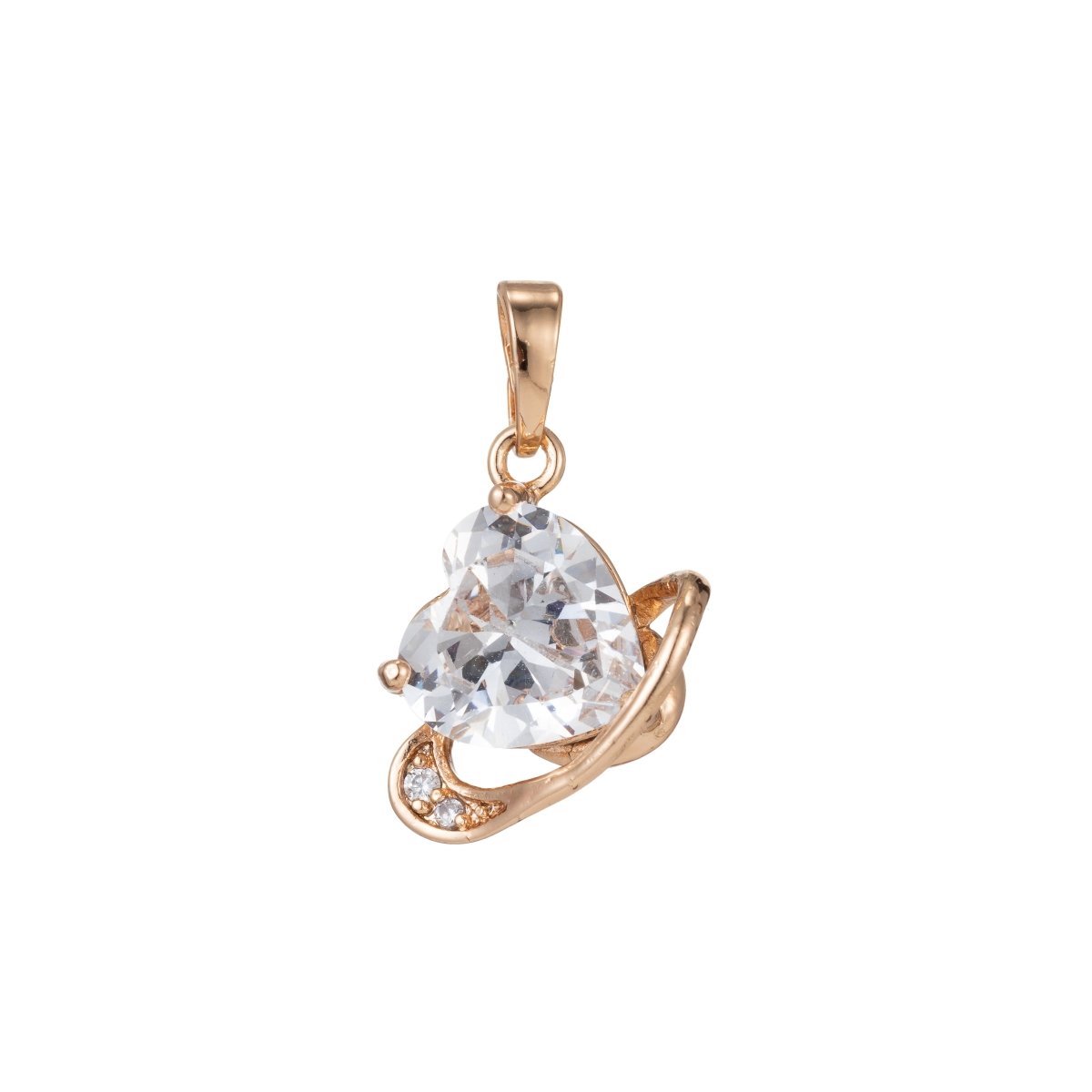 Simple Crystal Heart Gold Filled Pendants I-542 - DLUXCA
