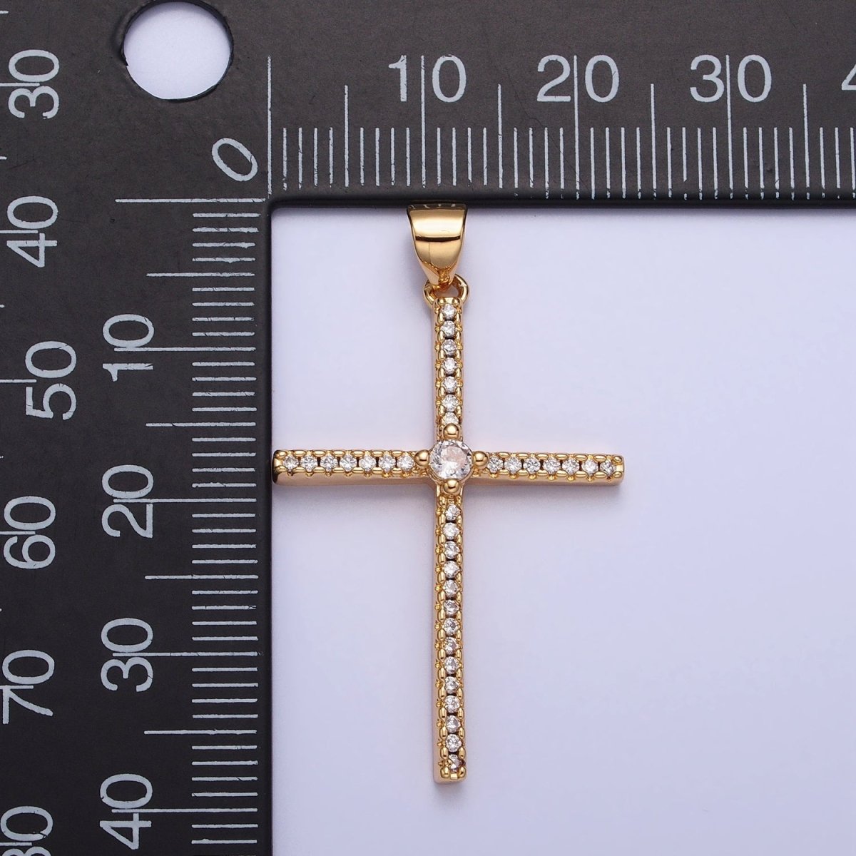 Simple CZ Gold Cross Charm Silver Cross Pendant, Dainty Religious Jewelry Rosary Pendant AA174 AA175
