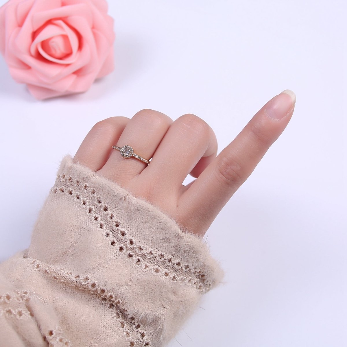 Simple diamond CZ Ring, Dainty adjustable ring, thin gold CZ diamond ring stackable cz band stackable Jewelry S-454