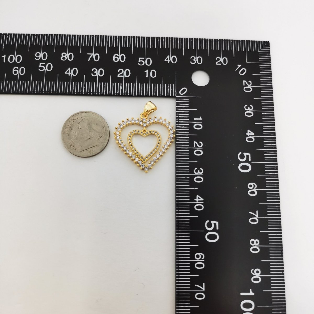 Simple Gold Filled Double Heart Pendants I-766 - DLUXCA