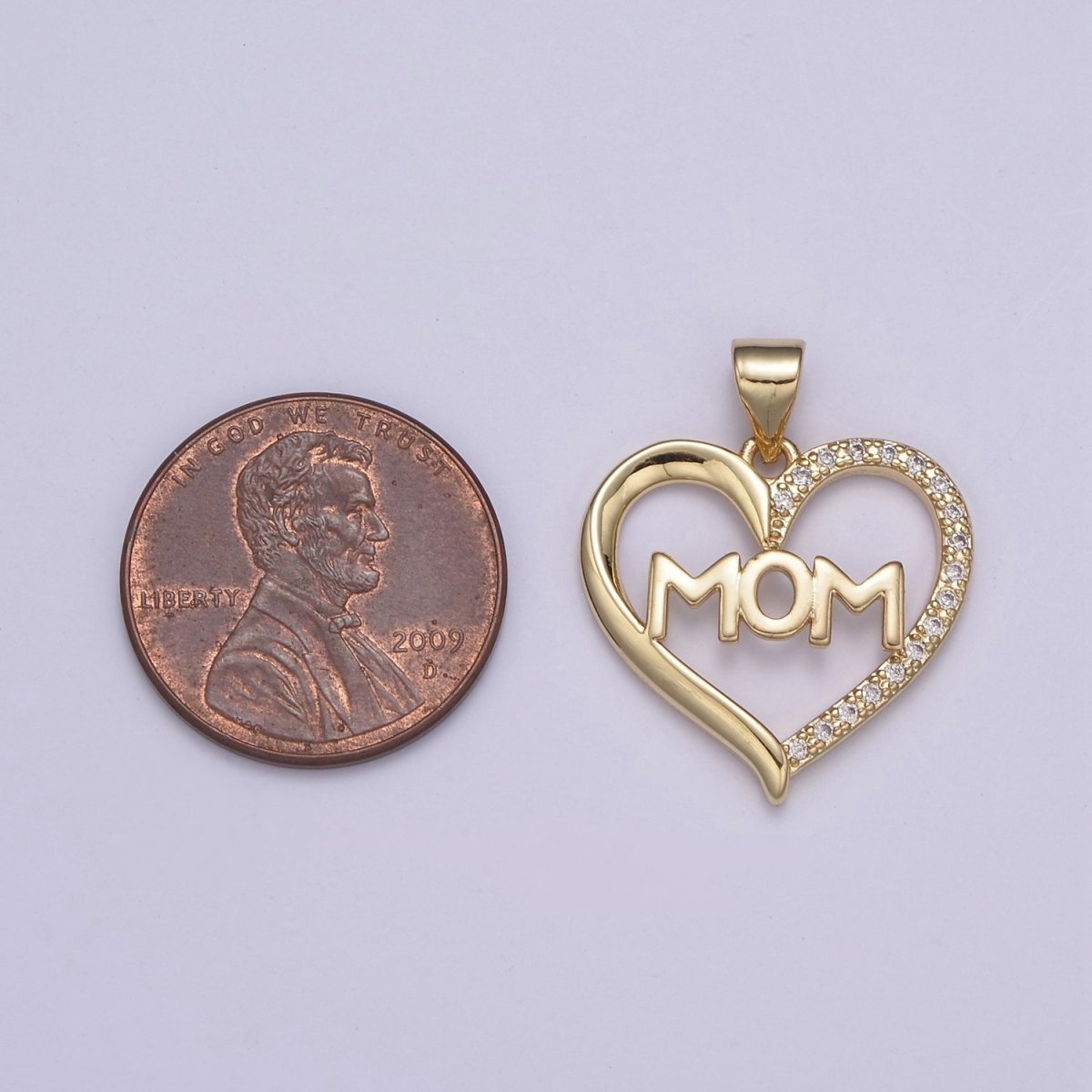 Simple Gold Filled "MOM" Heart Pendants - Love Inspired "Mom" Gold / Silver Pendant N-436 H-603
