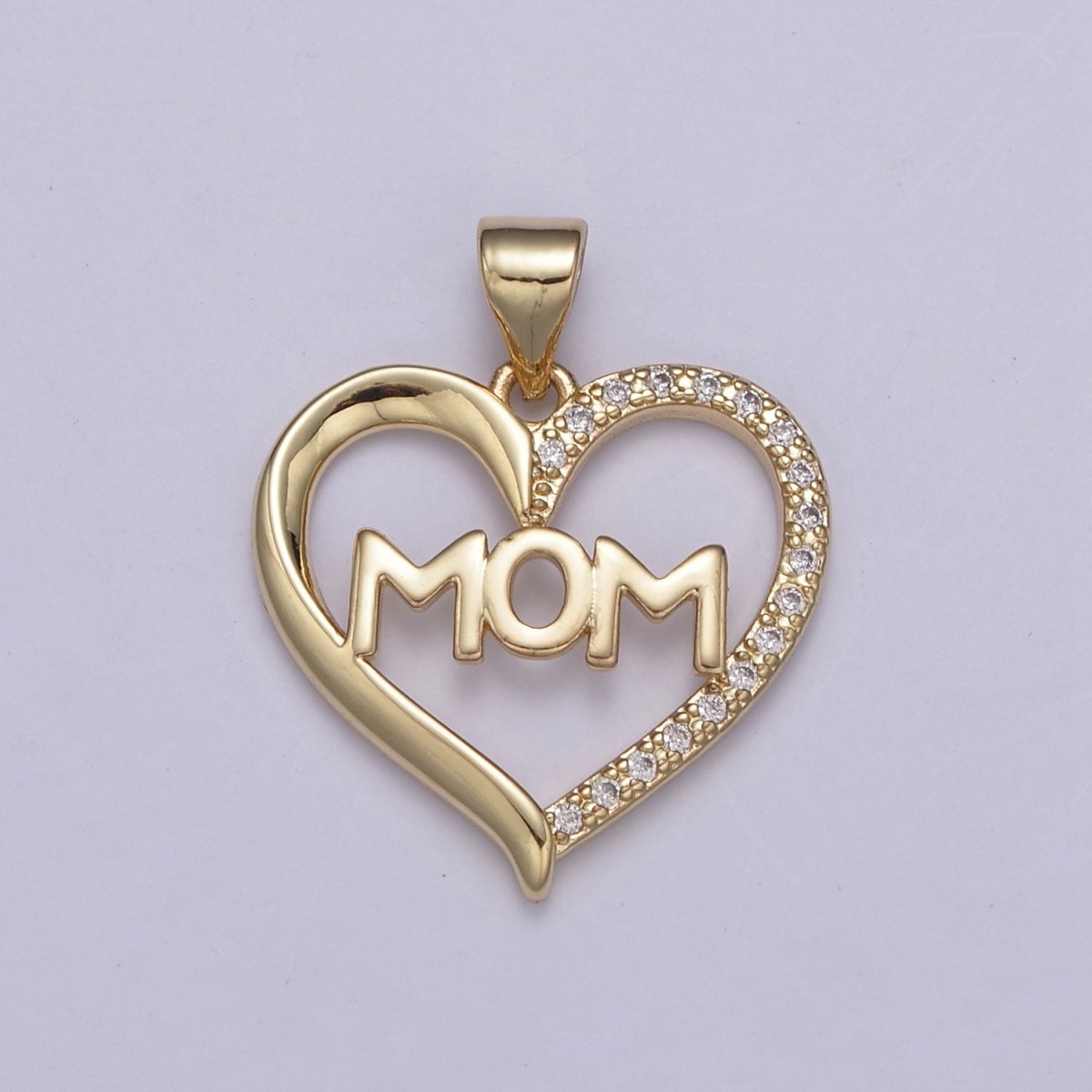 Simple Gold Filled "MOM" Heart Pendants - Love Inspired "Mom" Gold / Silver Pendant N-436 H-603