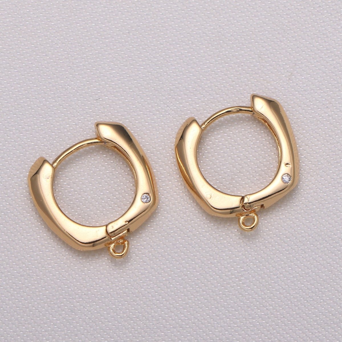 Simple Gold Plated Huggies Earring CZ Crystal Plain Gold Geometric Daily Casual/Formal Wear Earring Jewelry GP-858 - DLUXCA