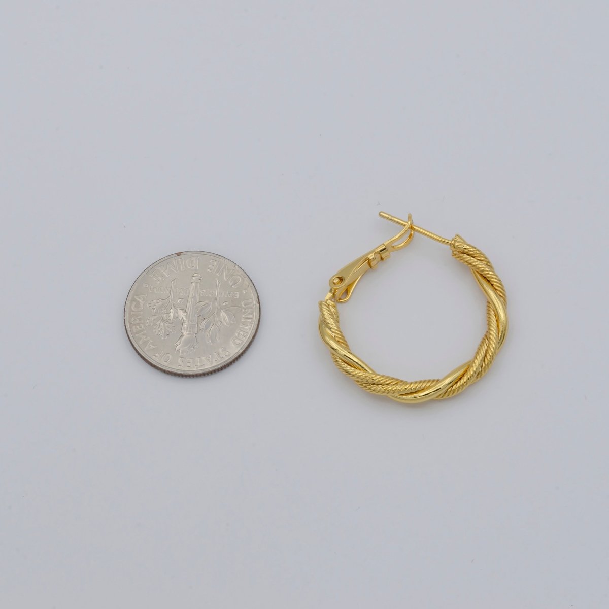 Simple Golden Thin Braid Twist Huggies Earrings, Plain Gold Filled Mini Geometric Unique Shape Formal/Casual Daily Wear Hinge hoop Earring Jewelry P-109