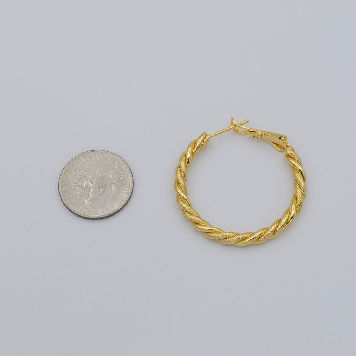 Simple Golden Thin Braid Twist Huggies Earrings, Plain Gold Filled Mini Geometric Unique Shape Formal/Casual Daily Wear Hinge hoop Earring Jewelry P-109