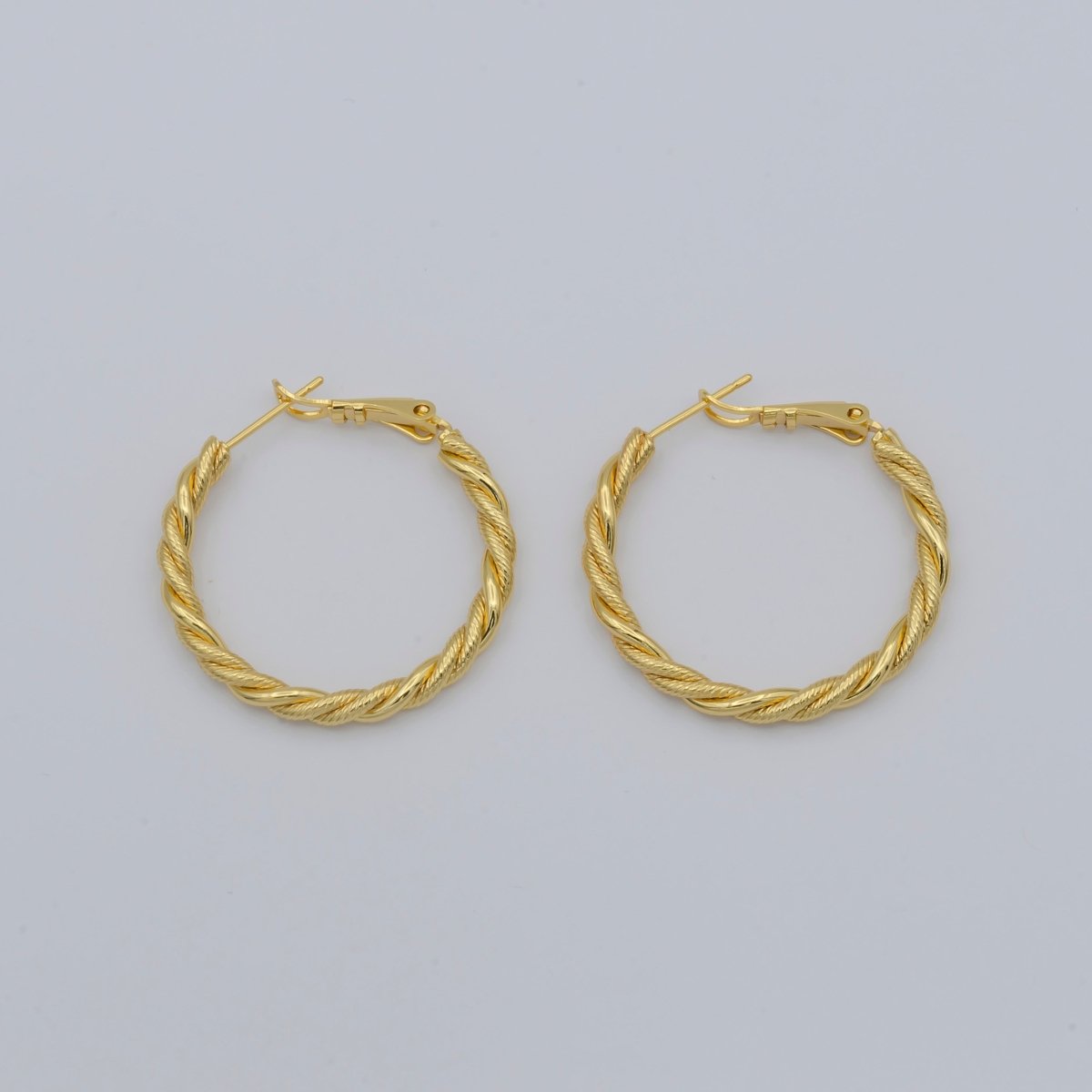 Simple Golden Thin Braid Twist Huggies Earrings, Plain Gold Filled Mini Geometric Unique Shape Formal/Casual Daily Wear Hinge hoop Earring Jewelry P-109