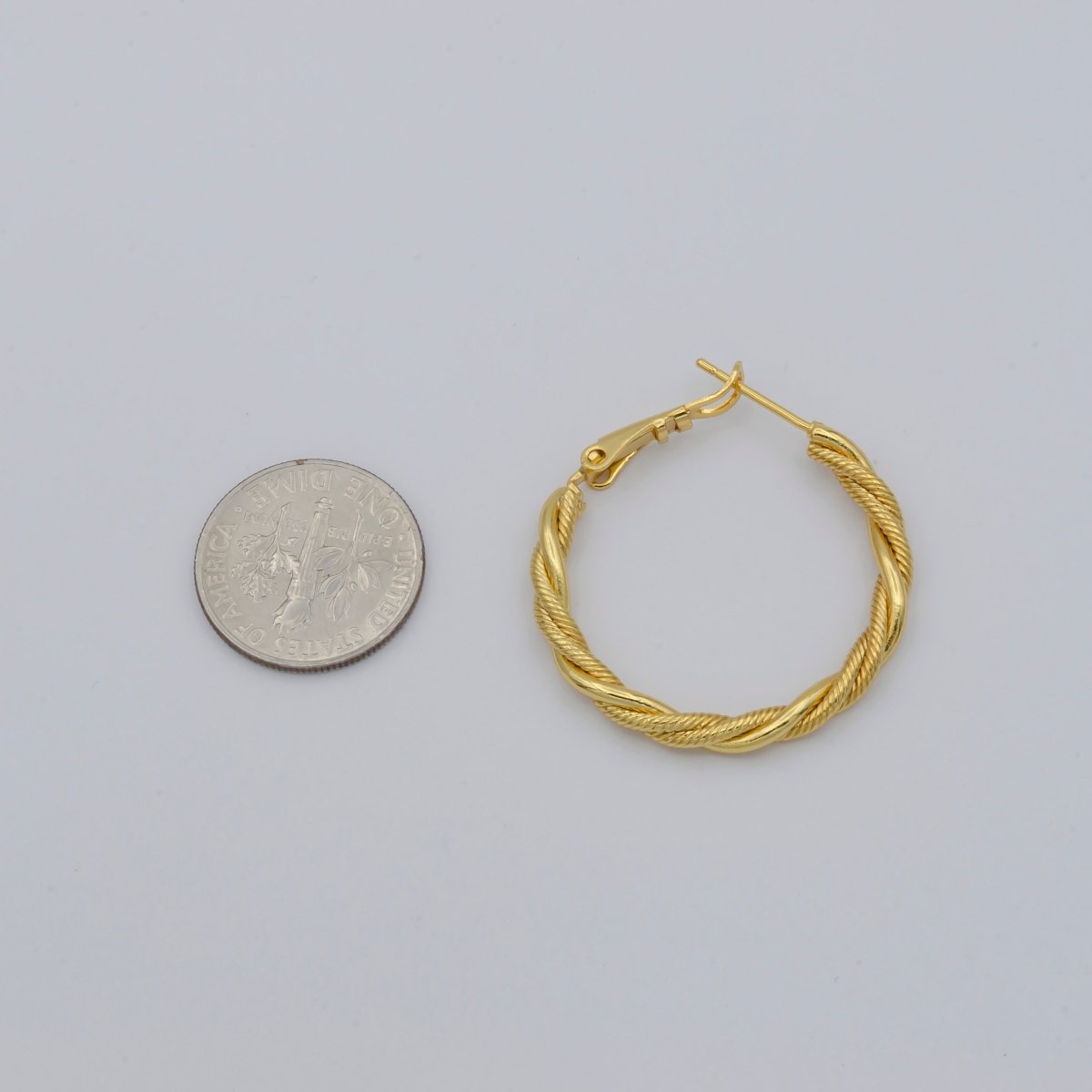 Simple Golden Thin Braid Twist Huggies Earrings, Plain Gold Filled Mini Geometric Unique Shape Formal/Casual Daily Wear Hinge hoop Earring Jewelry P-109