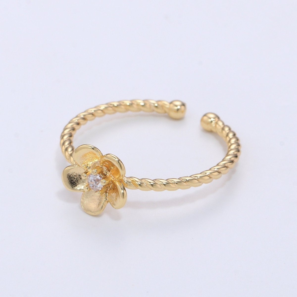 Simple Minimalist Dainty Thin Ring Stackable Rings Floral Flower Style Open Ring Twisted Ring Everyday Wear R-082 - DLUXCA