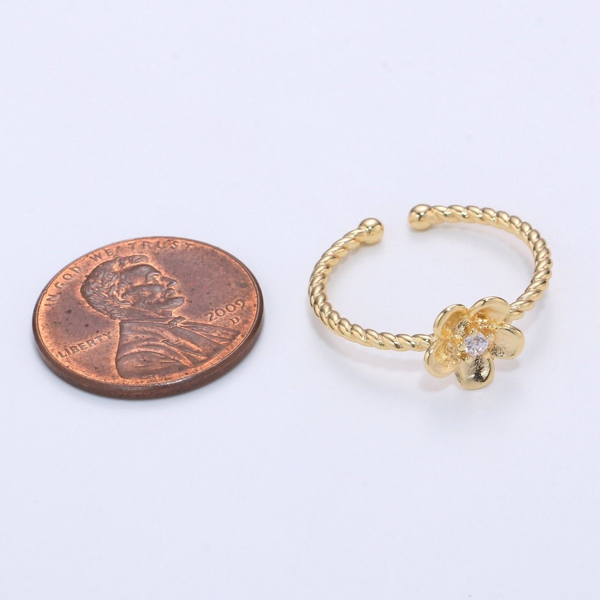 Simple Minimalist Dainty Thin Ring Stackable Rings Floral Flower Style Open Ring Twisted Ring Everyday Wear R-082 - DLUXCA