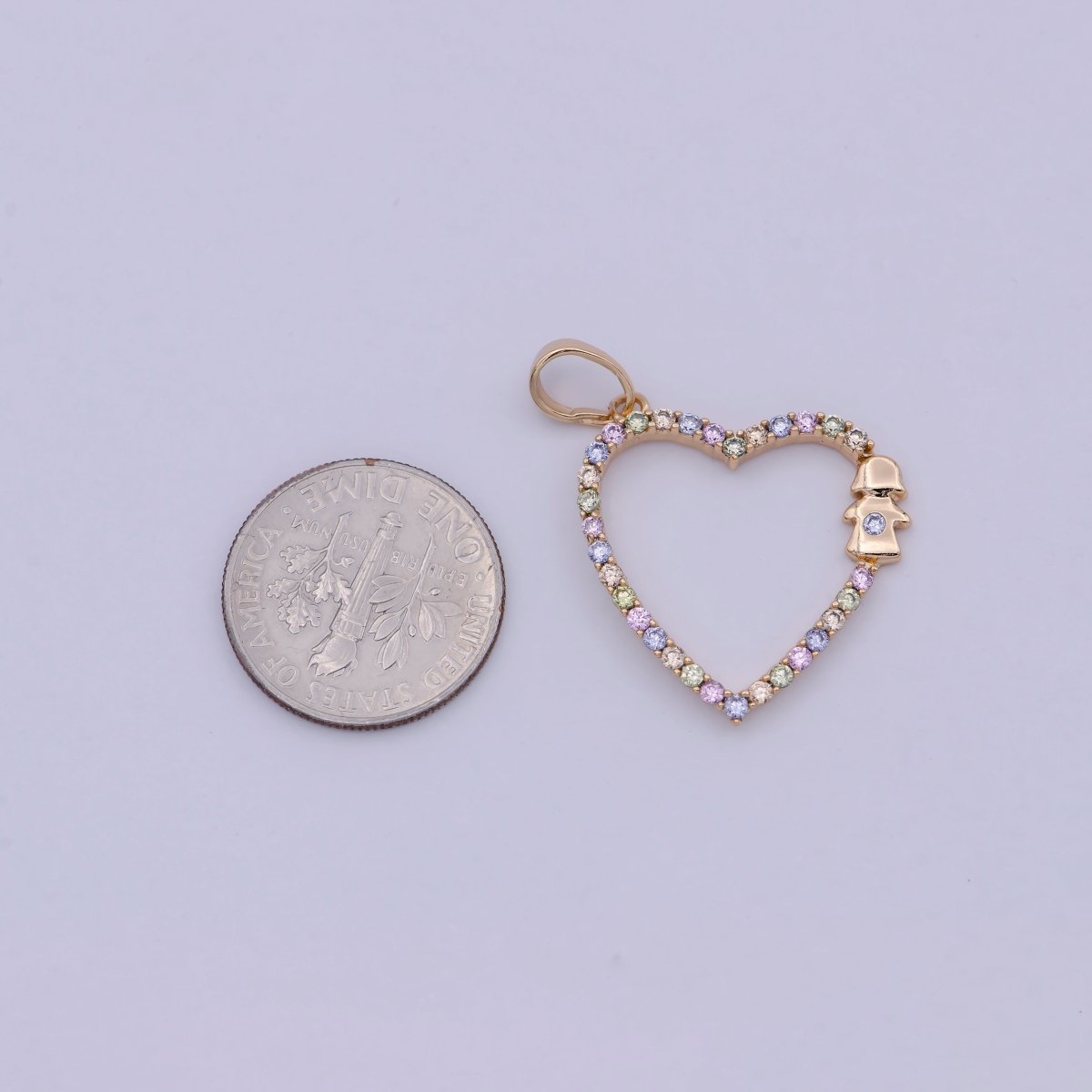 Simple Minimalist Rainbow Gold Filled Heart Pendants I-826 - DLUXCA