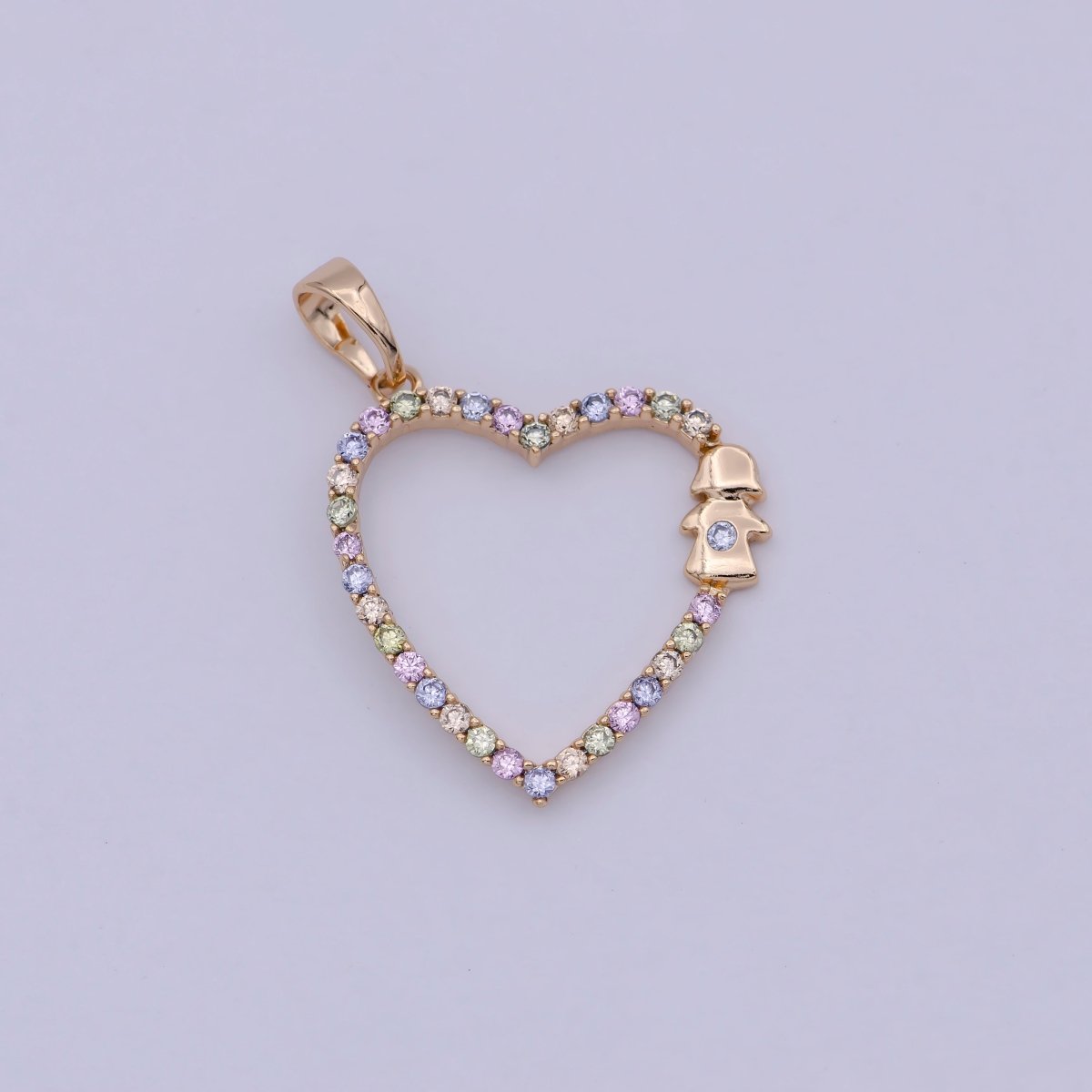 Simple Minimalist Rainbow Gold Filled Heart Pendants I-826 - DLUXCA