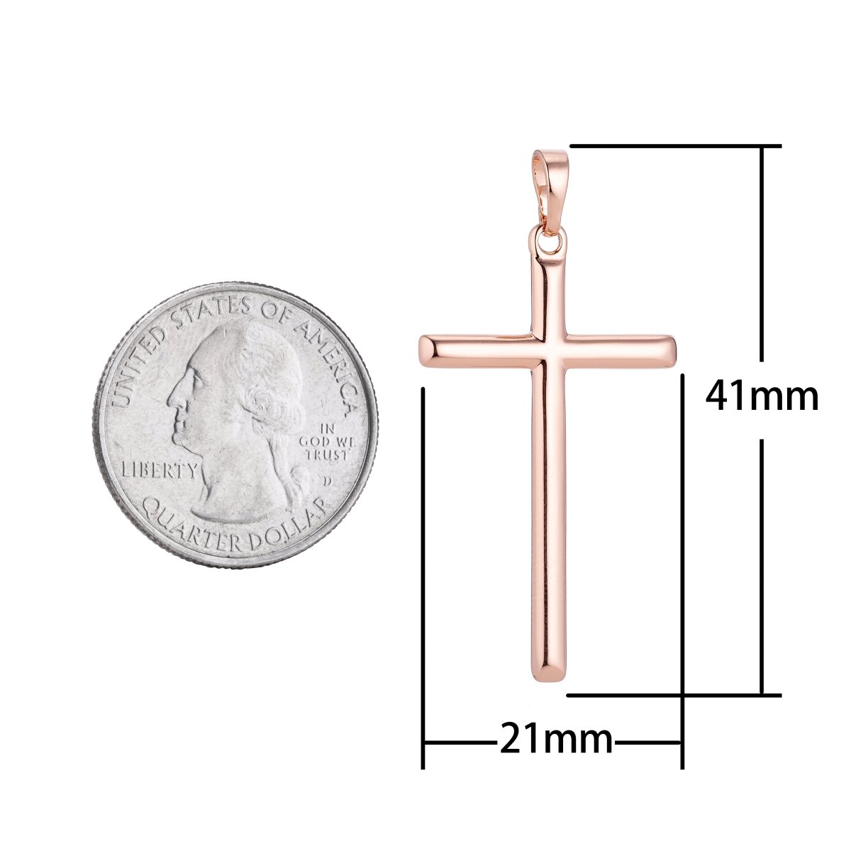 Simple Minimalist Rose Gold Cross Gold Filled Pendants J-869 - DLUXCA