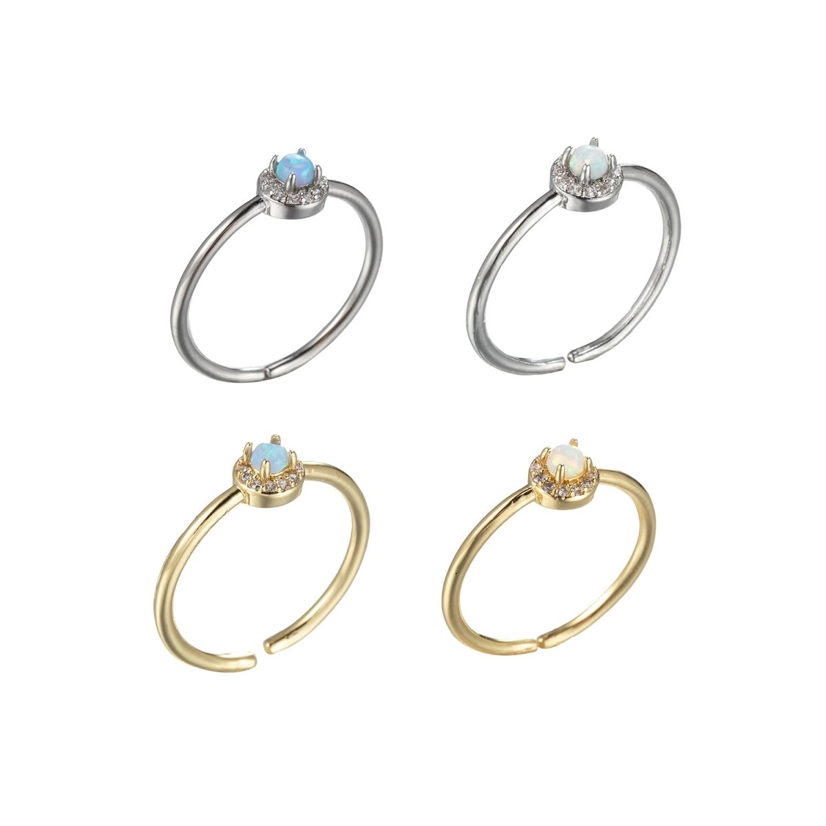 Simple Ring, Opal Ring, Blue Opal Tiny Ring, Opal Gemstone Ring, Promise Ring, Solitaire Ring, Engagement Ring O-827~O-830