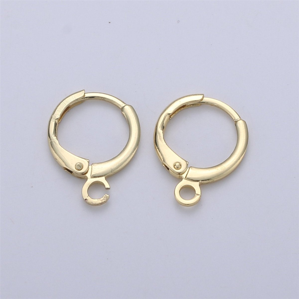 Simple Round 10mm One Touch Earring jewelry Making, Earring supplies 24K Gold Filled huggie hoop earring K-338 K-339 L-087 L-088