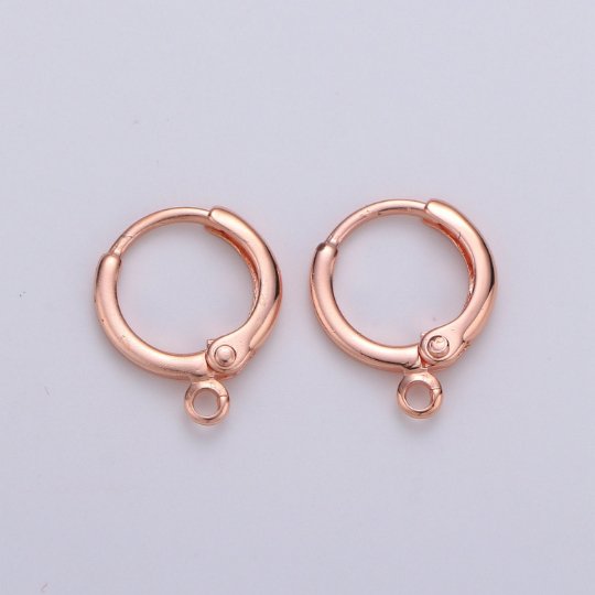 Simple Round 10mm One Touch Earring jewelry Making, Earring supplies 24K Gold Filled huggie hoop earring K-338 K-339 L-087 L-088