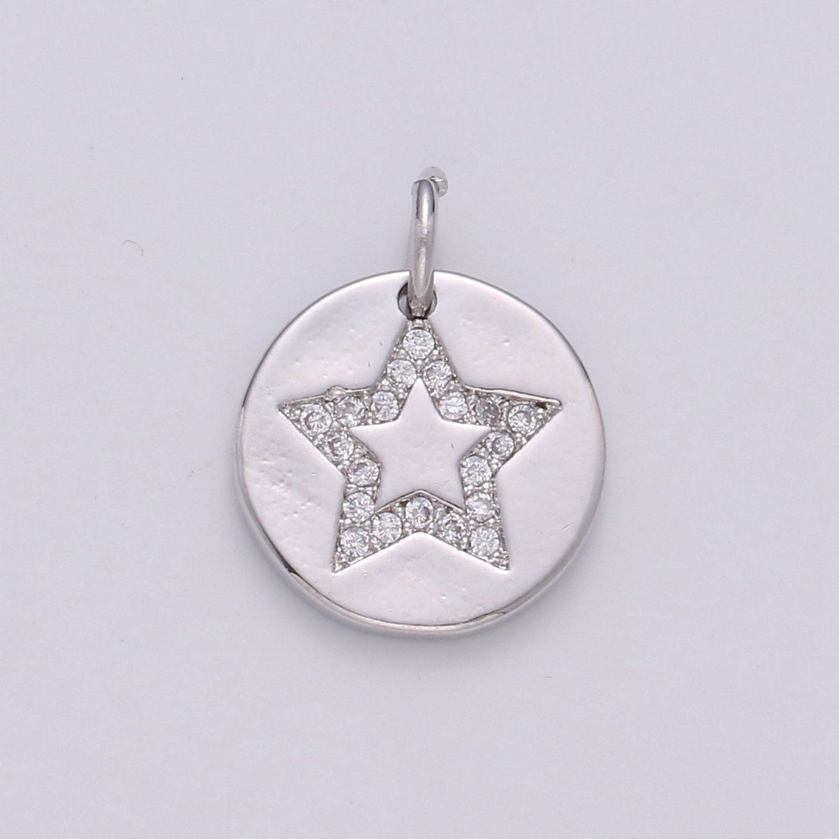 Simple Star with CZ Crystal Coin Gold Filled Charm  D-470-D-471