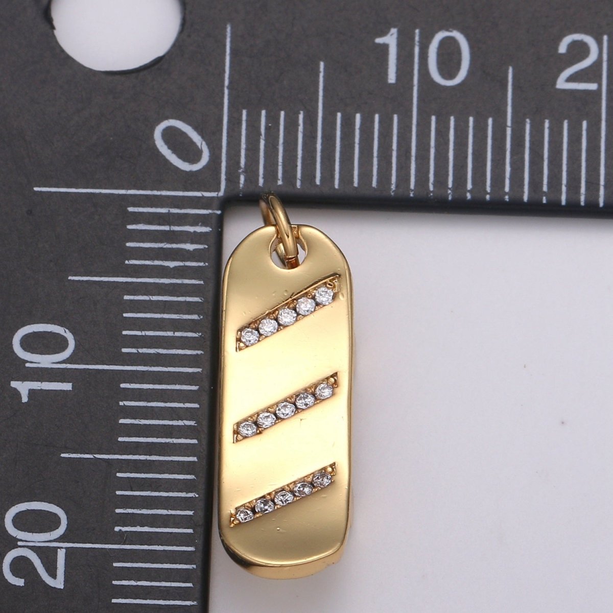 Skate Board Pave Charm, 18K Skate Board Cubic Zirconia Pendant 23X7mm Mobility Jewelry Outdoor Activity Inspired, Metro Style Design E-184 E-782