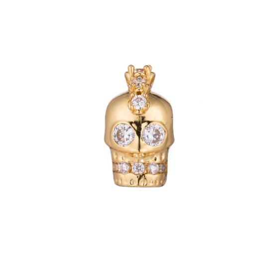 Skull Halloween Scary Head Ghost Soul Crystal DIY Craft Cubic Zirconia Bracelet Charm Bead Findings Connector for Jewelry Making B-251