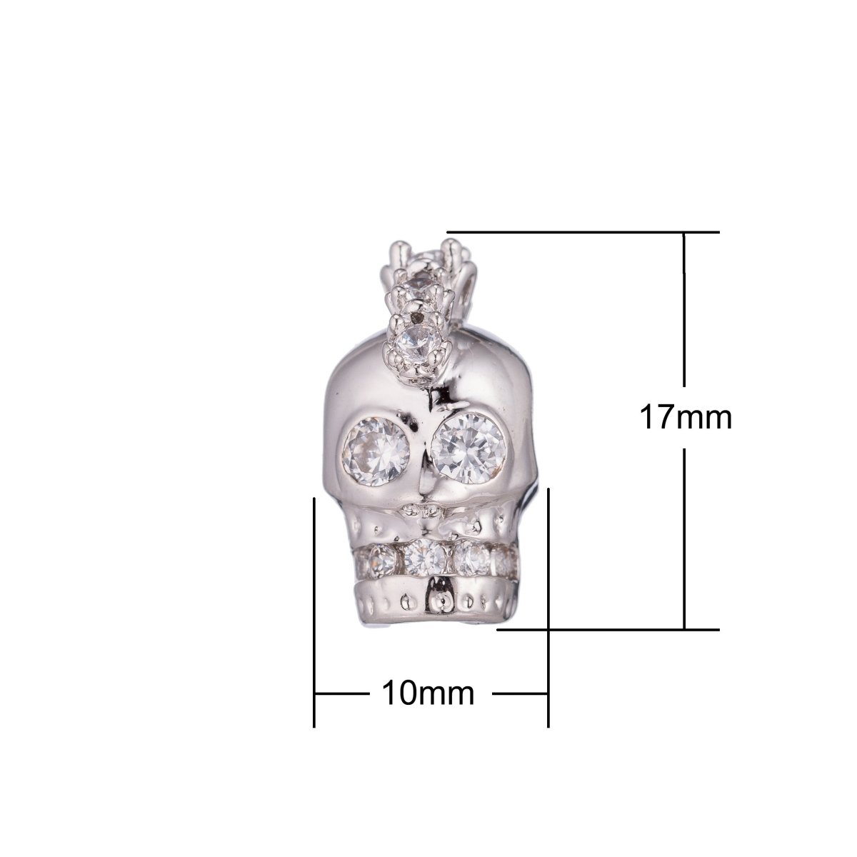 Skull Halloween Scary Head Ghost Soul Crystal DIY Craft Cubic Zirconia Bracelet Charm Bead Findings Connector for Jewelry Making B-251