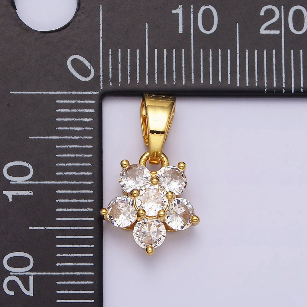 Small 24K Gold Filled Flower Charm Pave CZ Cubic Zirconia Charm for Bracelet Necklace Earring Charm Supply AA-457