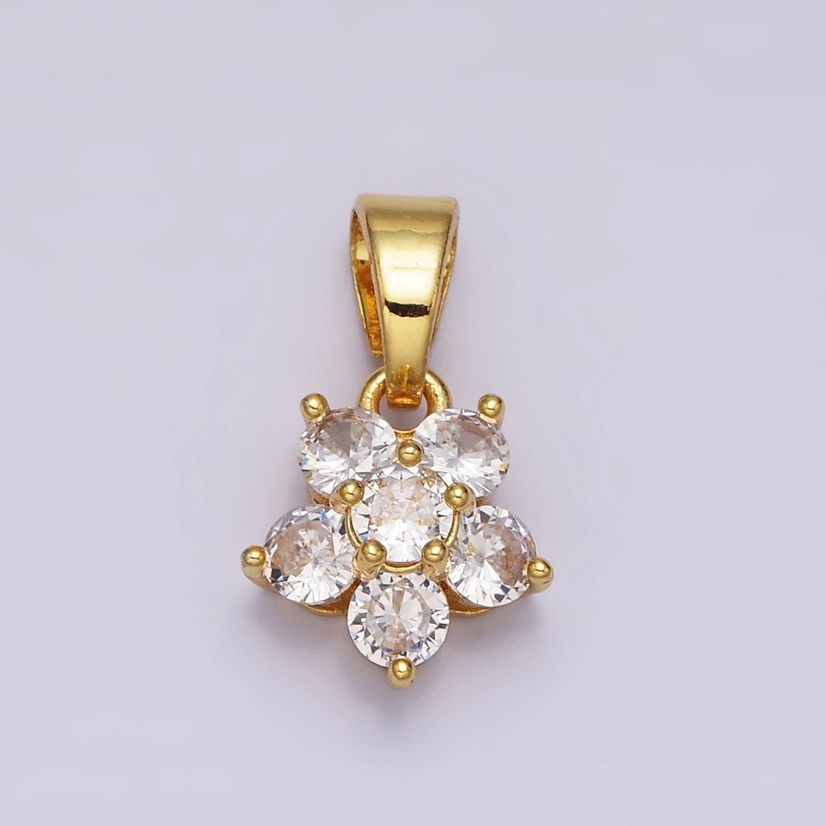 Small 24K Gold Filled Flower Charm Pave CZ Cubic Zirconia Charm for Bracelet Necklace Earring Charm Supply AA-457