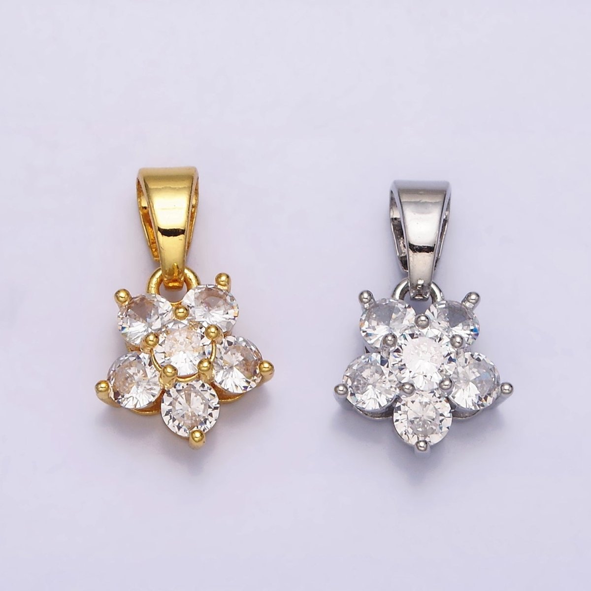 Small 24K Gold Filled Flower Charm Pave CZ Cubic Zirconia Charm for Bracelet Necklace Earring Charm Supply AA-457