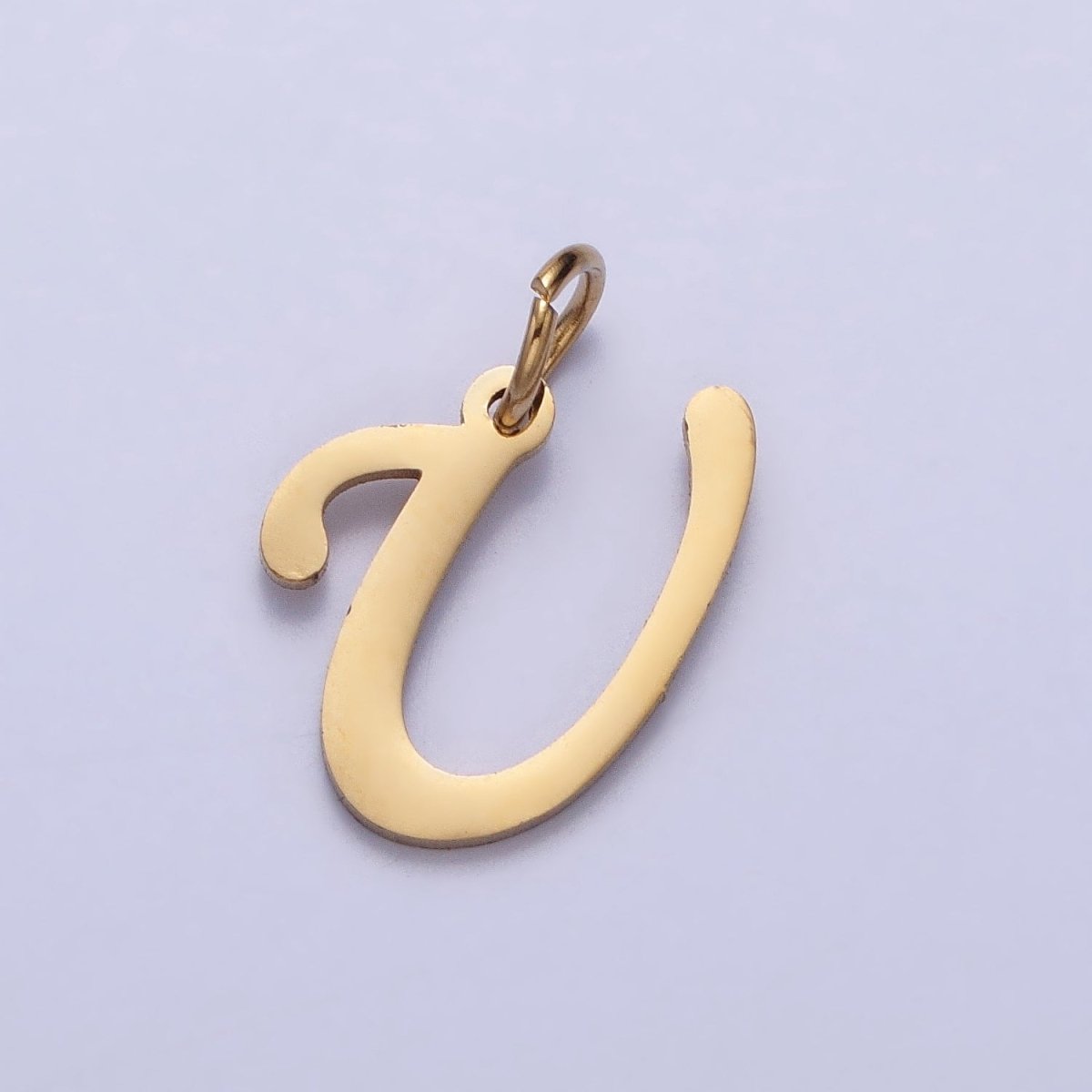 Small 24K Gold Plated Stainless Steel Letter Charms, initial alphabet pendant DIY jewelry letter charms for personalized jewelry making A-625-A-637