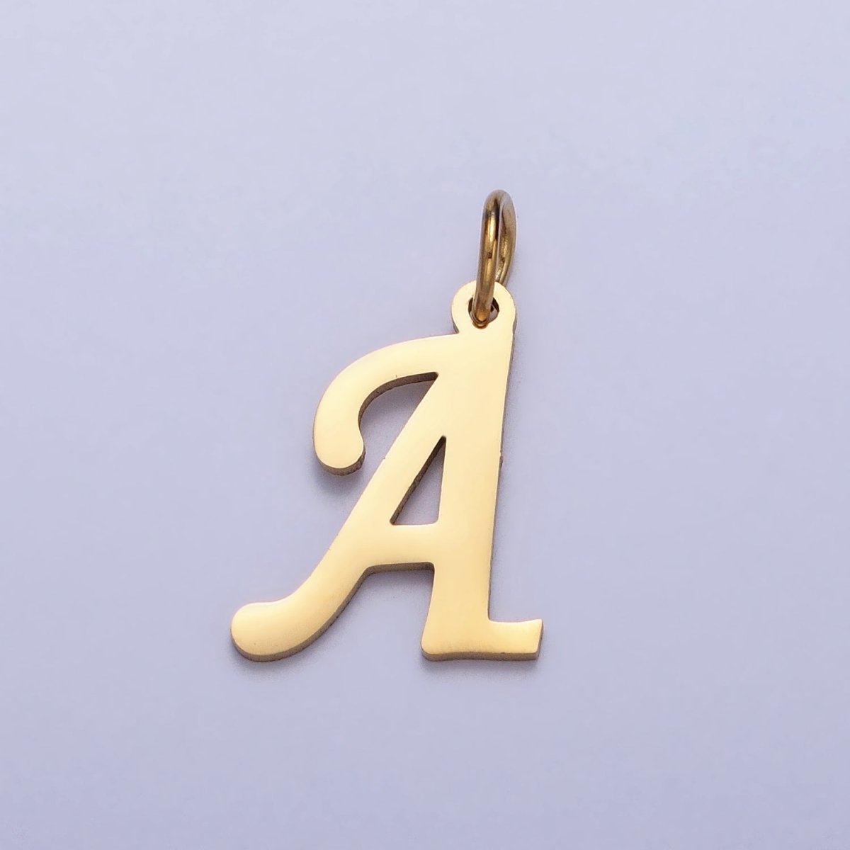 Small 24K Gold Plated Stainless Steel Letter Charms, initial alphabet pendant DIY jewelry letter charms for personalized jewelry making A-625-A-637