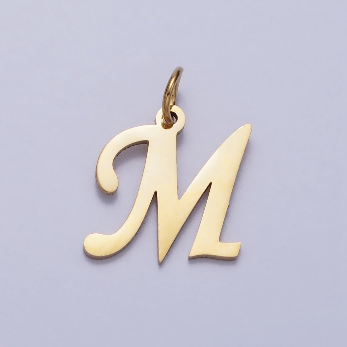 Small 24K Gold Plated Stainless Steel Letter Charms, initial alphabet pendant DIY jewelry letter charms for personalized jewelry making A-625-A-637