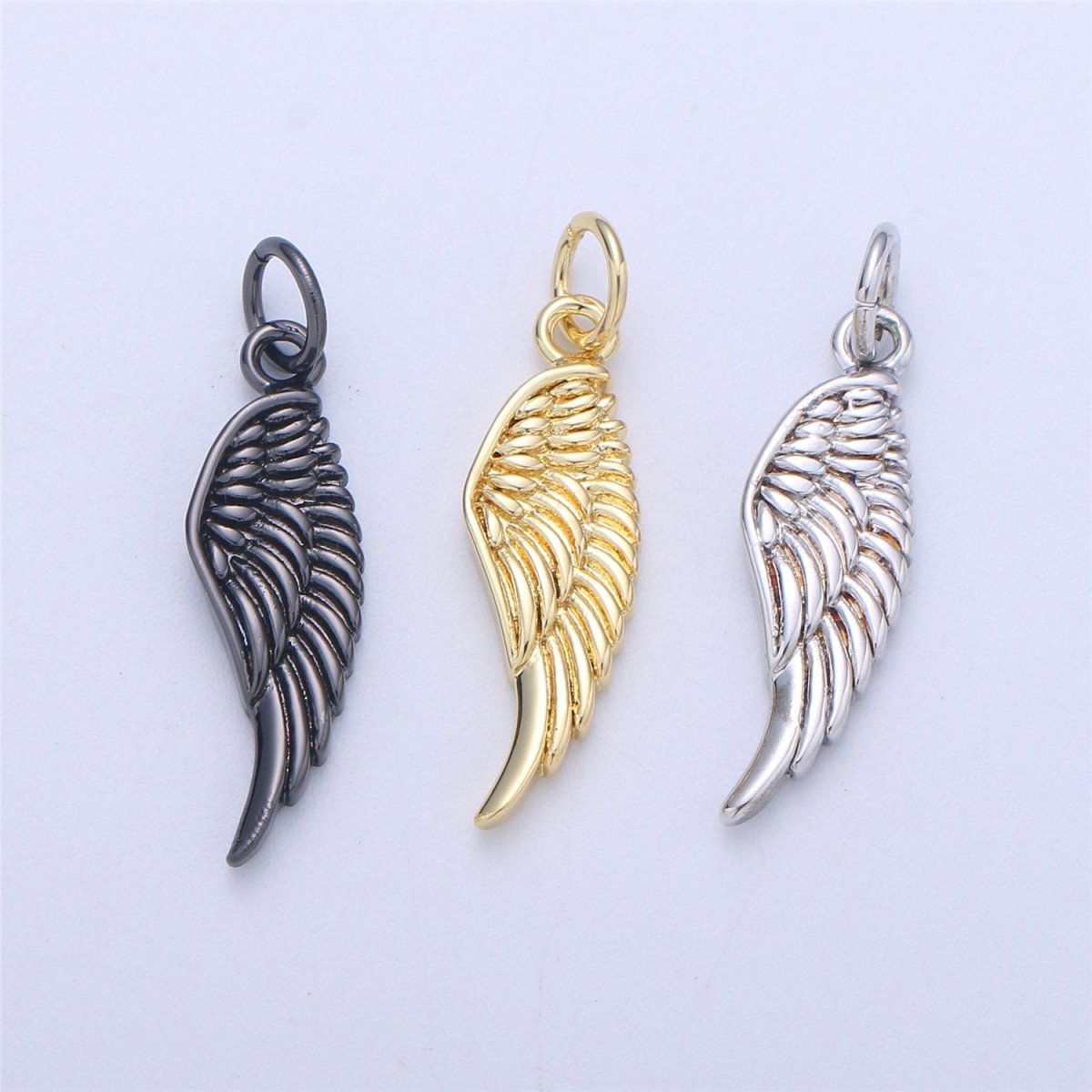 Small Angel Wing Charm, Gold Angel Wing Charm, Silver Wings, Black Guardian Angel Wing Charms, Angel Wing Jewelry, Dainty Charm Bracelet C-926