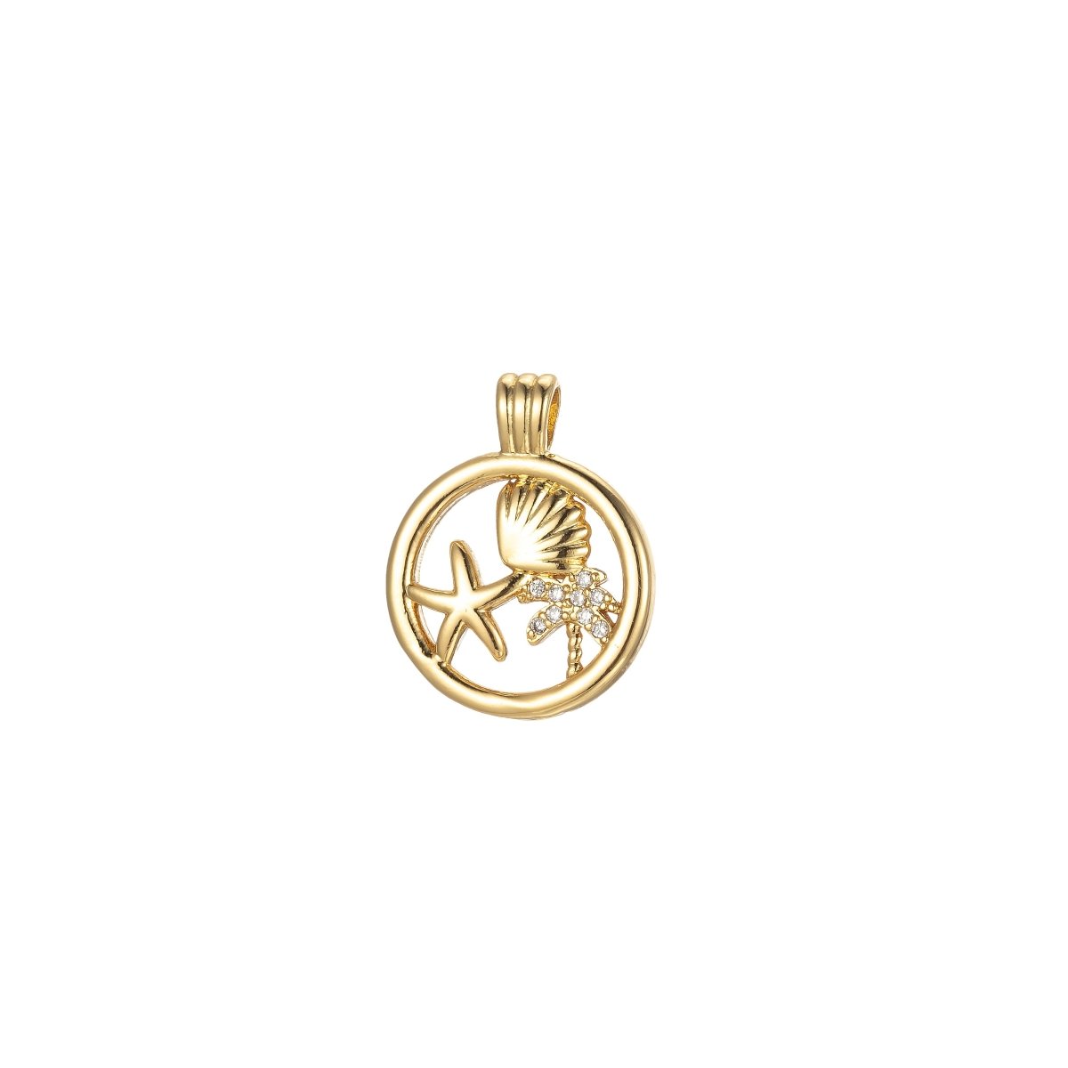 Small Coin Charm Beach Star Fish Shell Under the sea Inspired for Bracelet Earring Necklace Supply I-917