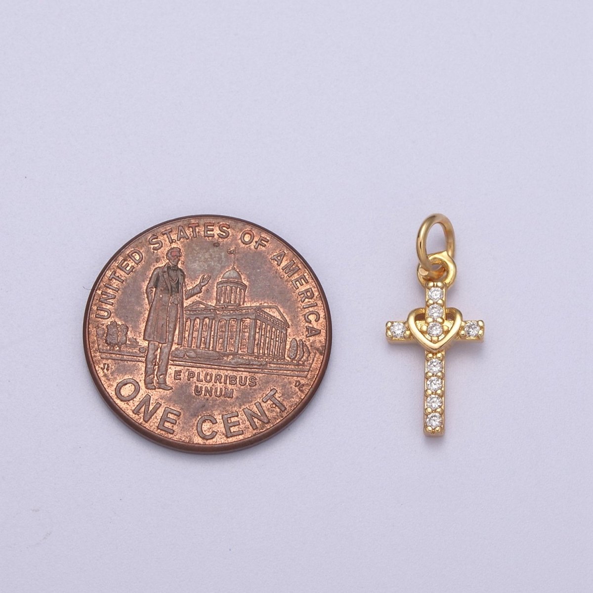 Small Cross Charm Pendant 16K Gold Filled CZ Micro Pave Small Cross Charm Pendant Cross Necklace Tiny Cross Cubic Zirconia N-281 - DLUXCA