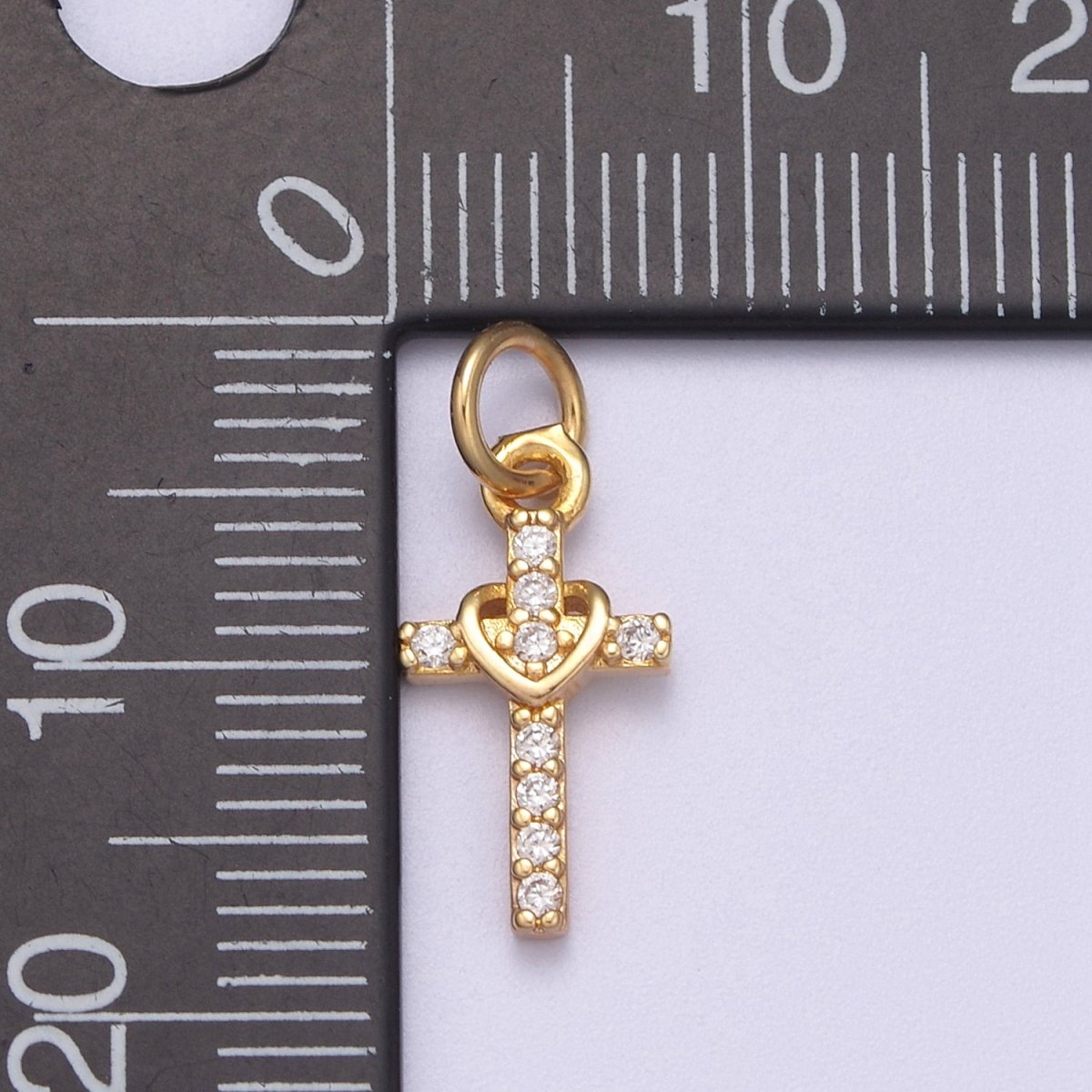Small Cross Charm Pendant 16K Gold Filled CZ Micro Pave Small Cross Charm Pendant Cross Necklace Tiny Cross Cubic Zirconia N-281 - DLUXCA