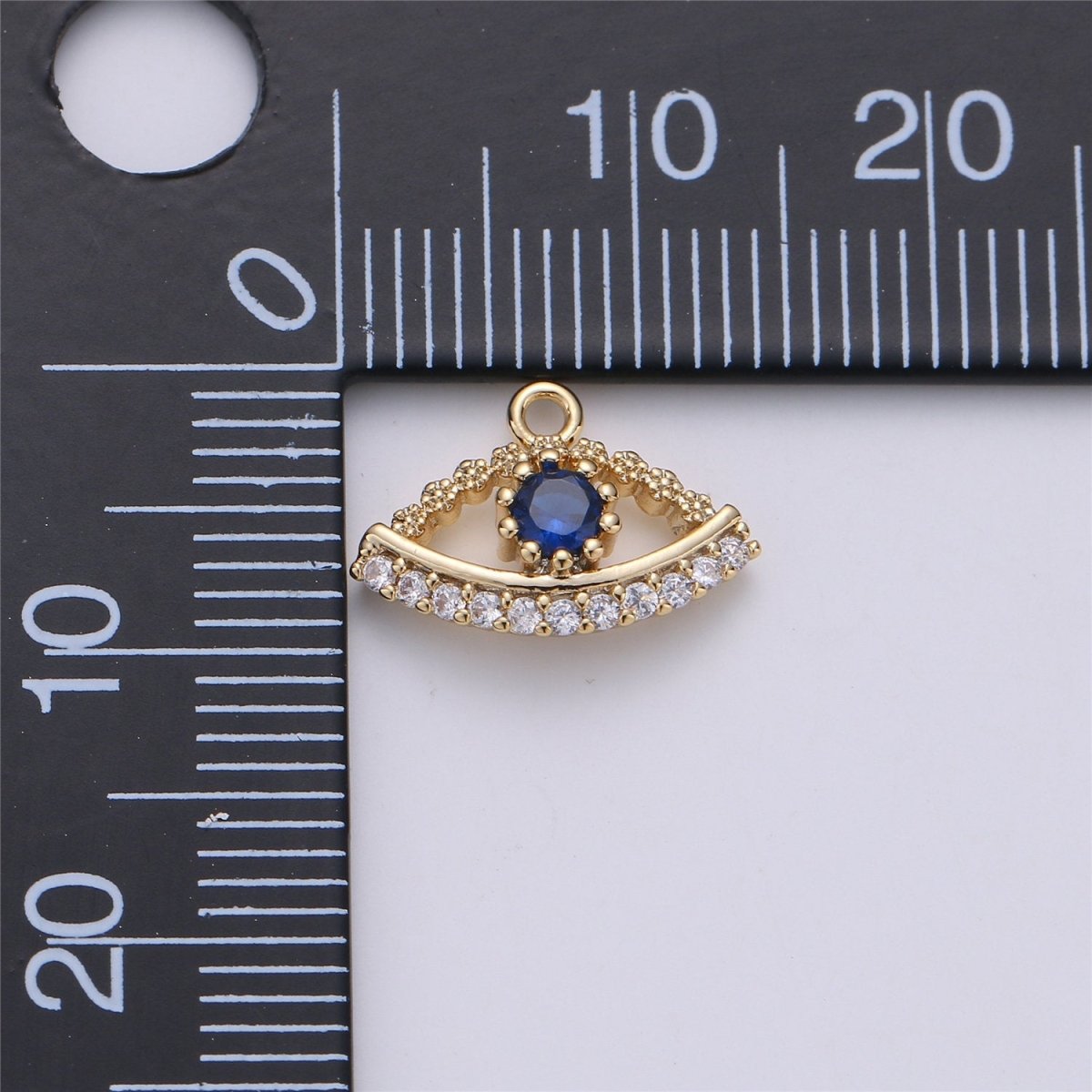 Small Dainty Gold Filled Gold Evil eye Charm Micro Pave Evil Eye Charm Cubic Evil Eye Charm for Bracelet Necklace Earring Charm 14x10mm C-711 - DLUXCA