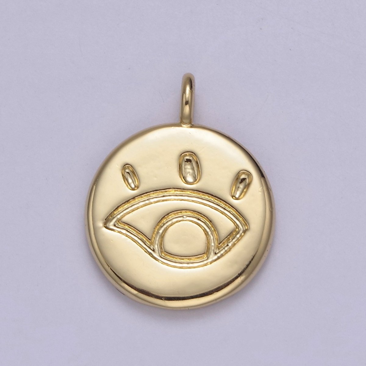 Small Gold Eye Coin Charm Greek Eye of Ra Add on Charm N-577 - DLUXCA