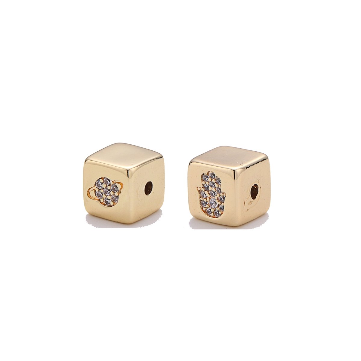 Small Hole Square Beads Gold Celestial Beads Moon Square Beads Planet Earth Universe Inspired for Bracelet Bead B-166