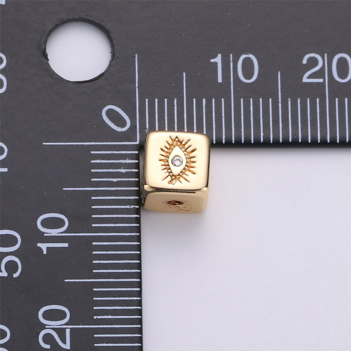 Small Hole Square Beads Gold Celestial Beads Moon Square Beads Planet Earth Universe Inspired for Bracelet Bead B-166