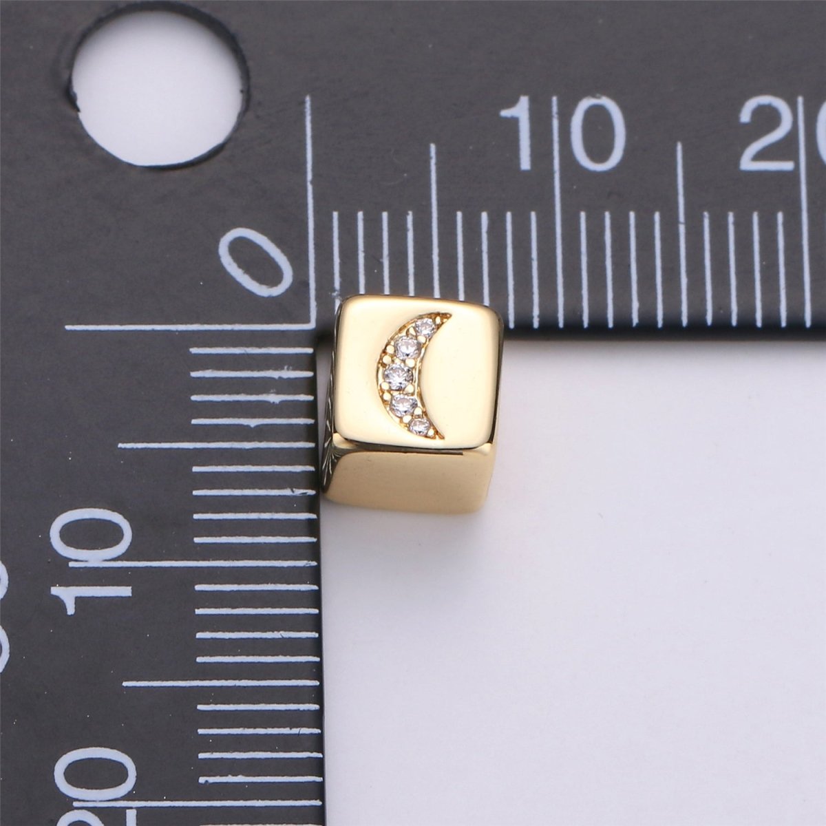 Small Hole Square Beads Gold Celestial Beads Moon Square Beads Planet Earth Universe Inspired for Bracelet Bead B-166