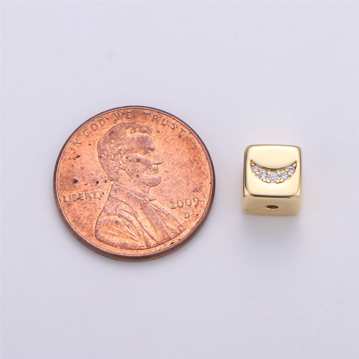 Small Hole Square Beads Gold Celestial Beads Moon Square Beads Planet Earth Universe Inspired for Bracelet Bead B-166