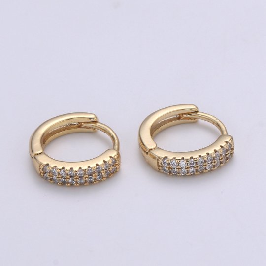 Small Huggie Hoop Earrings 14K Gold Filled Huggie Diamond CZ Silver Tiny Pave Huggie Earrings | Single Cartilage 12mm huggie P-093 P-094