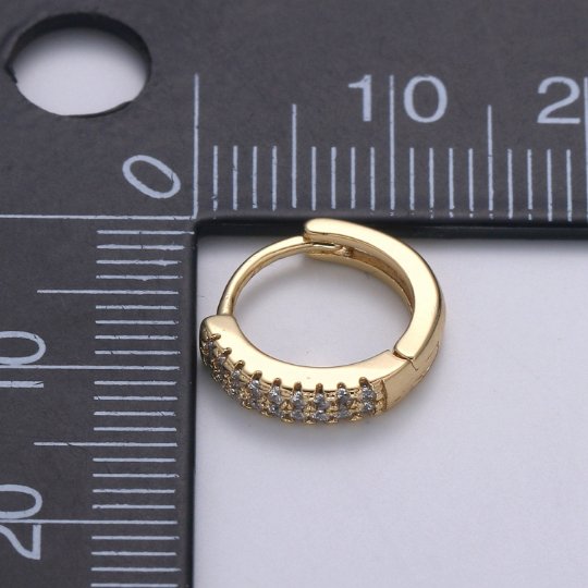Small Huggie Hoop Earrings 14K Gold Filled Huggie Diamond CZ Silver Tiny Pave Huggie Earrings | Single Cartilage 12mm huggie P-093 P-094