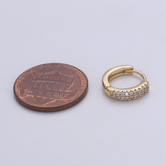 Small Huggie Hoop Earrings 14K Gold Filled Huggie Diamond CZ Silver Tiny Pave Huggie Earrings | Single Cartilage 12mm huggie P-093 P-094