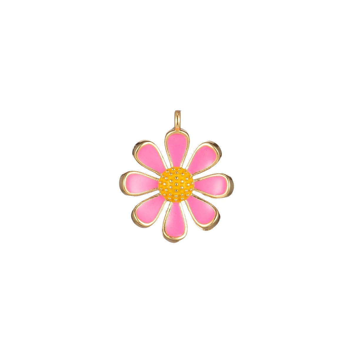 Small / Medium / Large Barbiecore Pink Jewelry Colorful Enamel Daisy Flower Charm Pendant M-220-M-243