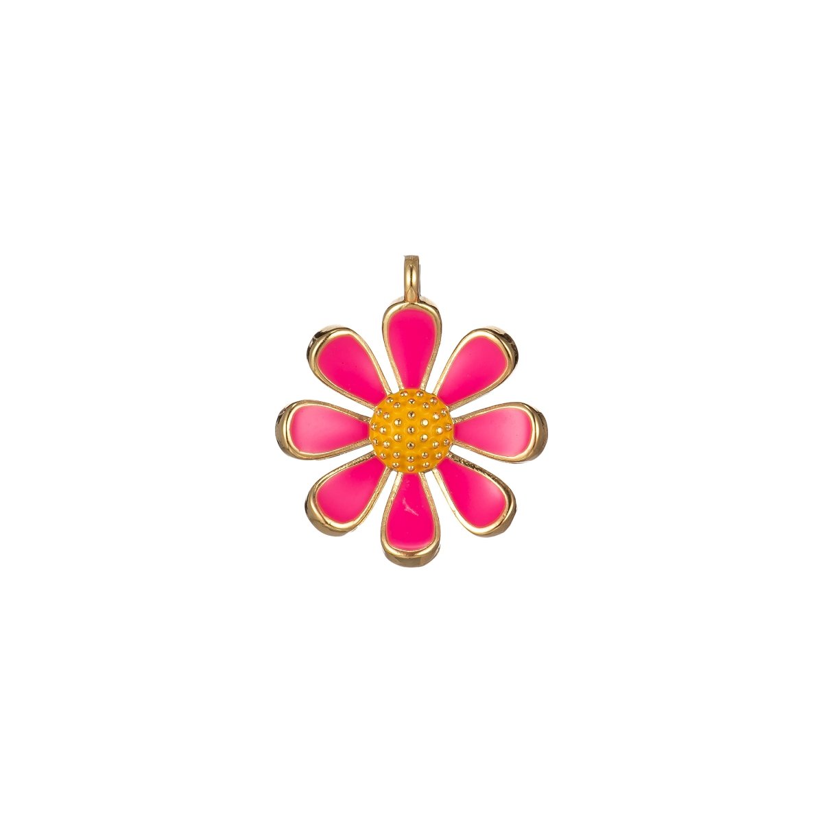 Small / Medium / Large Barbiecore Pink Jewelry Colorful Enamel Daisy Flower Charm Pendant M-220-M-243