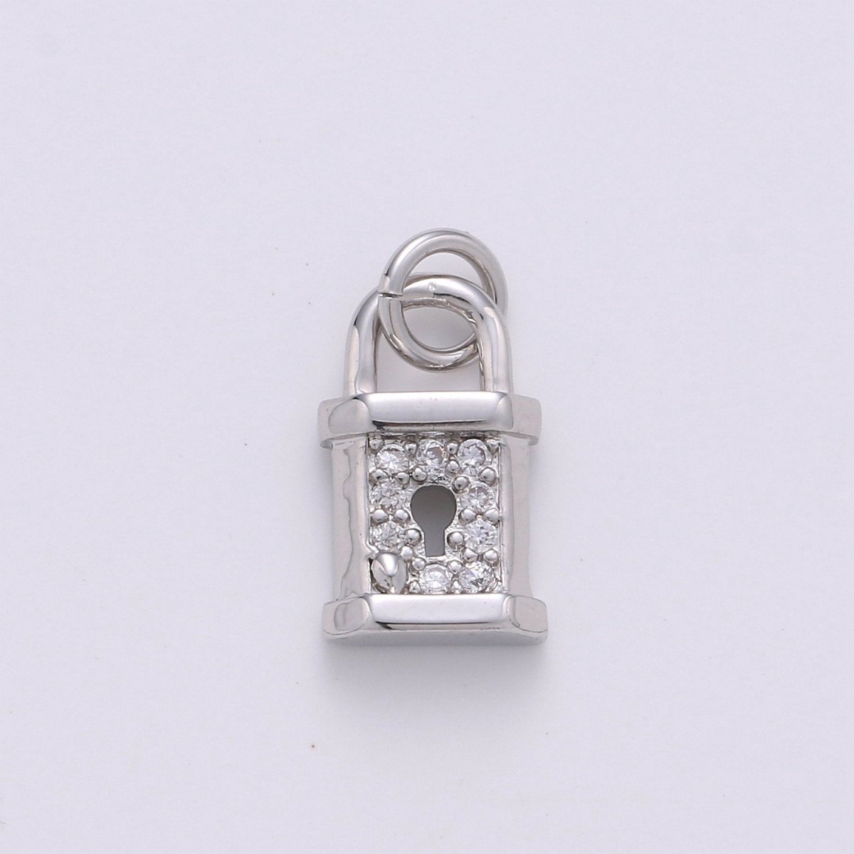 Small Padlock CZ Cubic Zirconia Charm - 18k gold plated over Brass Tiny Gold Lock Micro Pave Charm Pendant Mini Charm for bracelet Earring, D-050