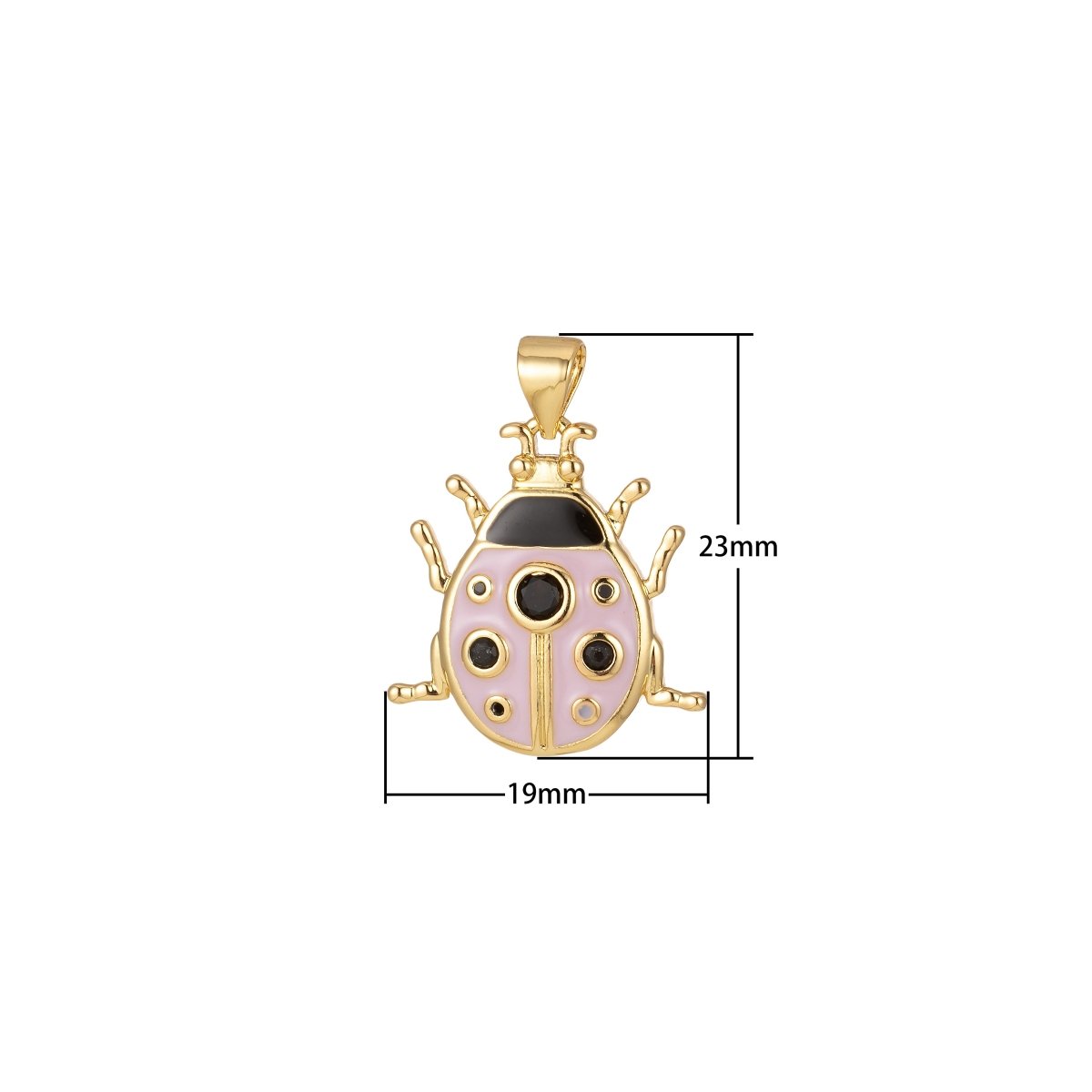 Small Pink Lady Bug Charm Green Enamel Animal Pendant J-311,J-312