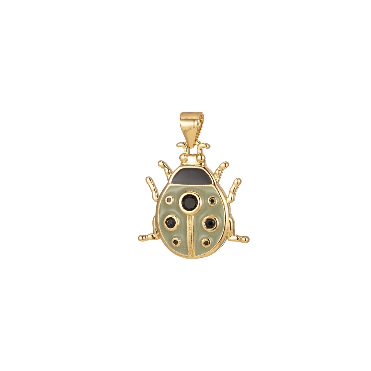 Small Pink Lady Bug Charm Green Enamel Animal Pendant J-311,J-312