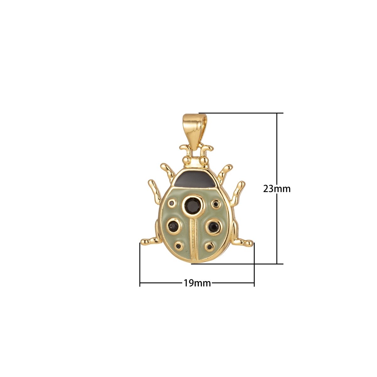 Small Pink Lady Bug Charm Green Enamel Animal Pendant J-311,J-312